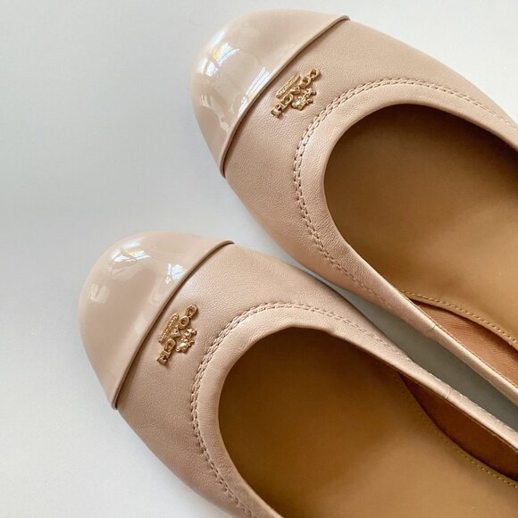 Coach Chelsea Matte Leather Patent Toe Ballet Flats Size EU 39/US 8.5 EXCELLENT - Picture 10 of 14